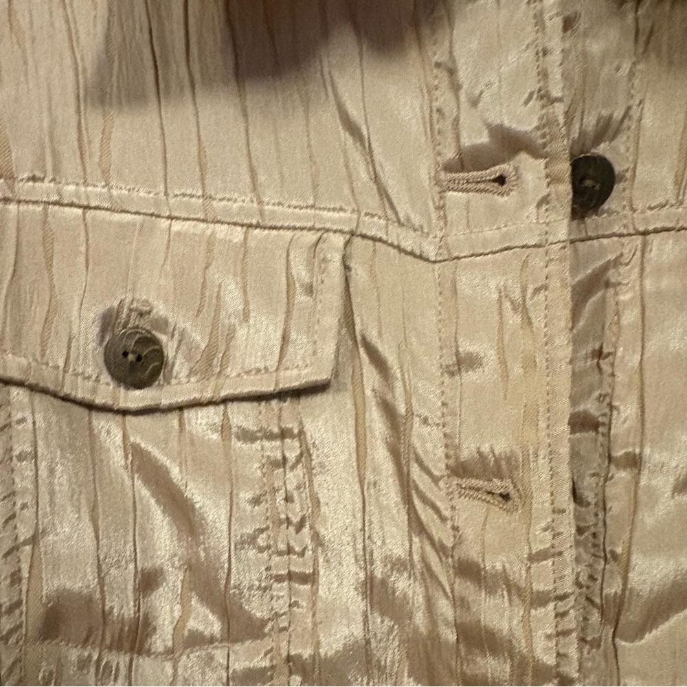 Ruby Rd. Shimmering Beige Jean Jacket - Picture 3 of 7